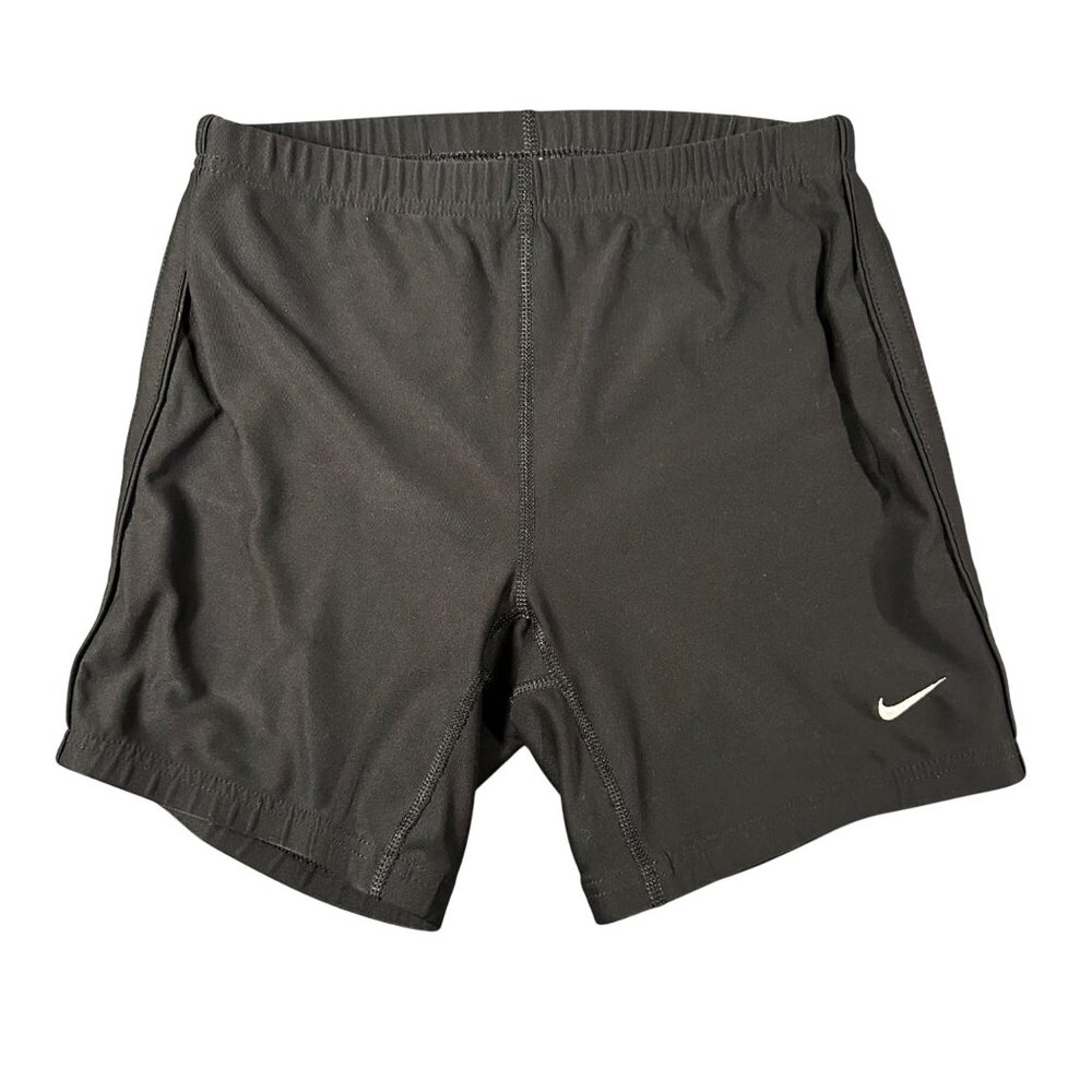 Vtg Nike Womens XS 0-2 Black Pull On Active Mid Rise Shorts Zipper Pocket